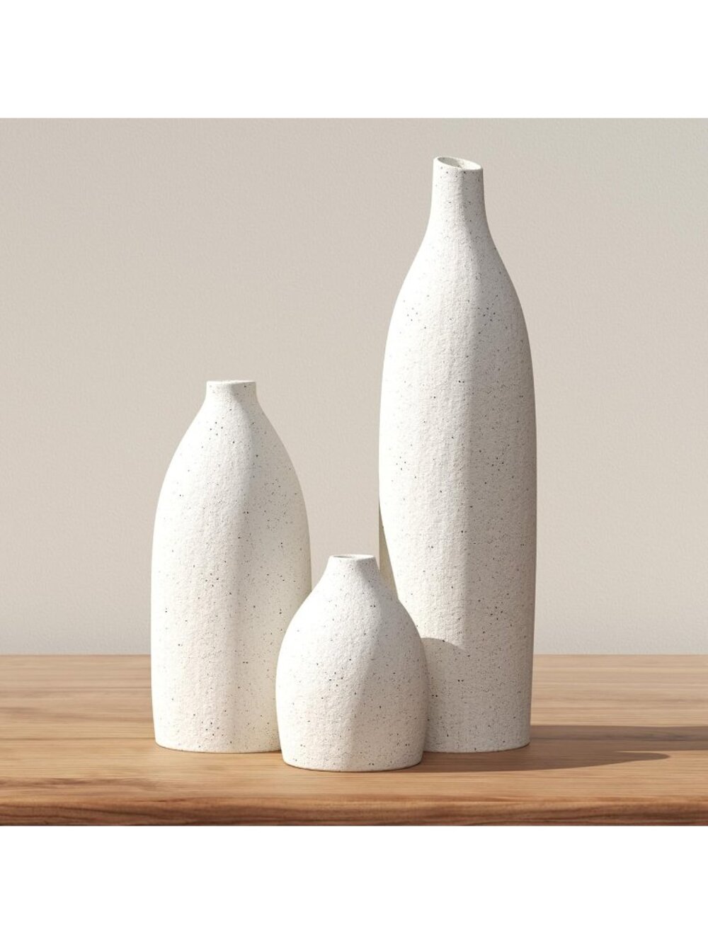 Cream White Vase Set Coastal Island Living Room Office Table Fireplace Shelf Dec